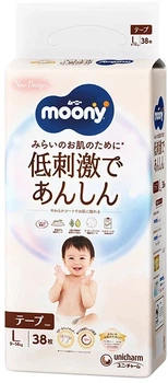 Подгузники детские Moony Natural L 9-14 кг 38 шт (4903111242030)