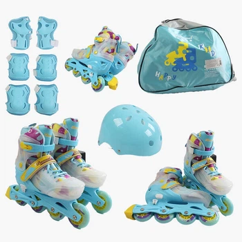 Ролики дитячі X-Toys SL-40025 M (розсувні, розмір 35-38, колеса: 4/Ø90 мм/PU,в один ряд, гальмо заднє, підсв., наколінники, налокітники, шолом, сумка)