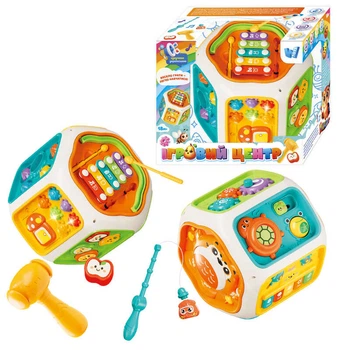 Игровой центр 65540 (24) «WToys», озвучивание на украинском языке, подсветка, песни, сказки, скороговорки, цифры, музыкальные инструменты: барабан, клавиши, ксилофон, игра на реакцию, магнитная рыбалка, пальчиковые игры, сортер, шестерни, в коробке