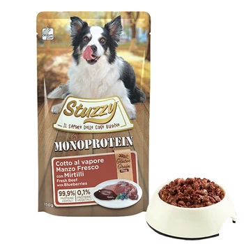 Беззерновой монопротеиновый влажный корм для собак Stuzzy Monoprotein Beef with Blueberries говядина и черника, пауч 150г