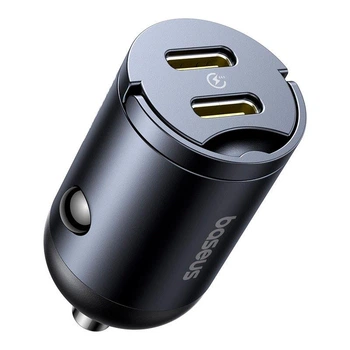 Автомобильный зарядный адаптер Baseus Tiny Star Mini Car Charger |2Type-C, 30W/3A, поддержка быстрой зарядки PD/QC, многоуровневая система защиты, универсальная совместимость, компактный| Черный