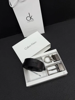 Чоловічий шкіряний ремень Calvin Klein з двома пряжками + пакування у подарунок