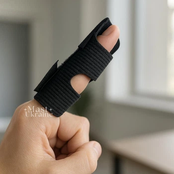 Фиксатор на палец руки с липучкой Finger Splint Doctor, ортез-бандаж для стабилизации и защиты пальца при растяжениях, переломах, вывихах, артрите и травмах, универсальный размер Черный, FSDA-1-Black