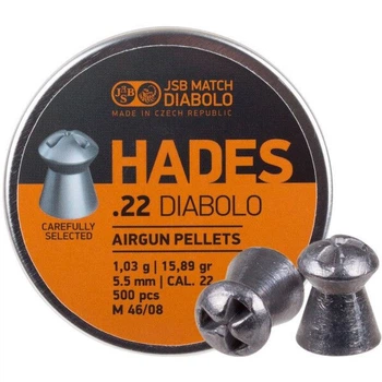 Кулі пневматичні JSB Hades. Кал. 5.5мм. Вес - 1.03р. 500 шт/уп (14530595) 30969