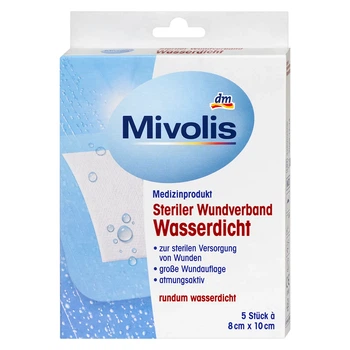 Повязка для ран водонепроницаемая Mivolis Steriler Wundverband 5шт, от DM (Германия)