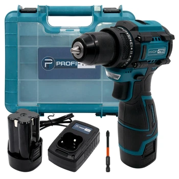 Акумуляторний шуруповерт Безщітковий PROFI-TEC PCD35168BL 16,8V високотокові батареї 2хPT1620 2.0Аг, зарядний пристрій 16V Li, подовжена біта, Кейс-Органайзер) (006293)