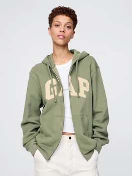 Толстовка на блискавці утеплена на флісі з капюшоном оверсайз жіноча GAP 183158456 XL Зелена (1159841568)
