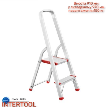 Стремянка Intertool 2 ступени 410 мм (LT-1002) алюминиевая
