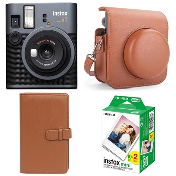 Подарочный набор камера мгновенной печати Fujifilm Instax Mini 41 Brown/Чехол/Фотоальбом (108 фото)/Фотобумага (20 снимков) (Подарочная упаковка)