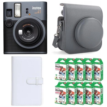 Подарочный набор камера мгновенной печати Fujifilm Instax Mini 41 Gray/Чехол/Фотоальбом (108 фото)/Фотобумага (100 снимков) (Подарочная упаковка)