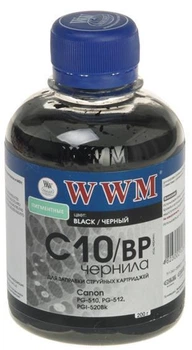 Краска для принтера чернила WWM C10/BP for Canon PG-510/512/PGI520Bk 200g Black Pigment (C10/BP_200g) черного цвета 200 мл