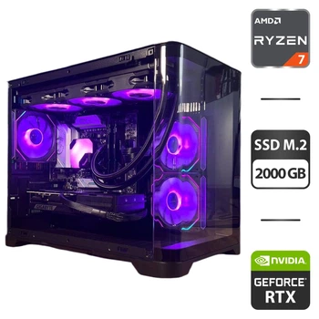Сборка под заказ: игровой ПК GameMax Hype-M Black Tower / AMD Ryzen 7 7800X3D (8 (16) ядер по 4.2 - 5.0 GHz) / 32 GB DDR5 / 2000 GB SSD M.2 / nVidia GeForce RTX 5070, 12 GB GDDR7, 192-bit / 750W