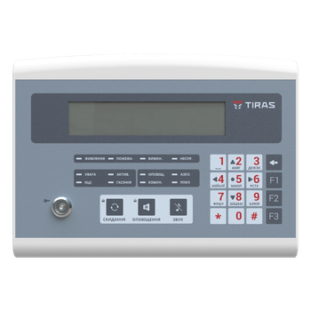 Панель управления и индикации для пожарной сигнализации Tiras ПКИ, LCD-дисплей на 160 символов, RS-485, журнал 255 событий, Серый