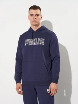 Худі утеплене чоловіче Puma Essentials Graphics 68466106 M Navy (4067983628948)