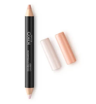 Двоколірні двосторонні тіні-олівець для повік kiko milano double eyeshadow chubby 01 champagne sand 2.9г