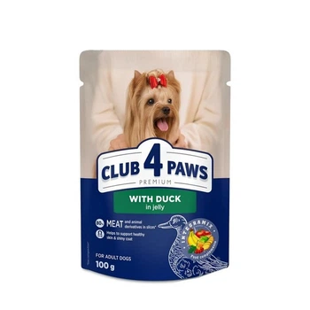 Вологий корм для собак дрібних порід CLUB 4 PAWS Клуб 4 лапи Premium качка в желе 100 гр 24 шт.