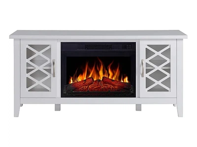 ТВ тумба с электро камином ArtiFlame Odessa AF23S белый эффект живого огня со звуком и обогревом