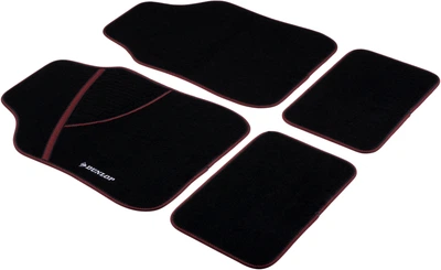 Набір автокилимків Dunlop Car mat set 4 шт Чорні з Червоним (dl-cms-rd)