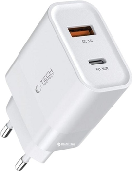 Ładowarka sieciowa Tech-Protect C30W 30W USB-A/USB-C White (21353-0)