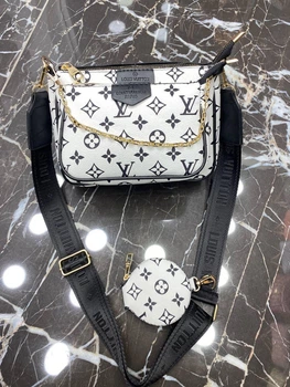 Сумка с принтом Louis Vuitton маленькая белая женская (s019)