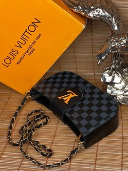 Сумка с принтом Louis Vuitton женская черная (s136)