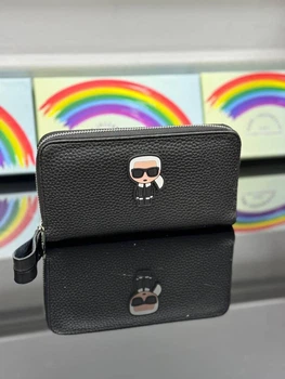 Гаманець з принтом Karl Lagerfeld унісекс чорний (k007)