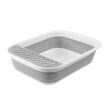 Лоток розкладний для котів RIAS LBC-04 із совком 53x40x14.5 см White-Grey (3_07032)