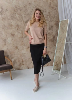 Женская футболка вязаная ART KNIT бежевая, L 040585