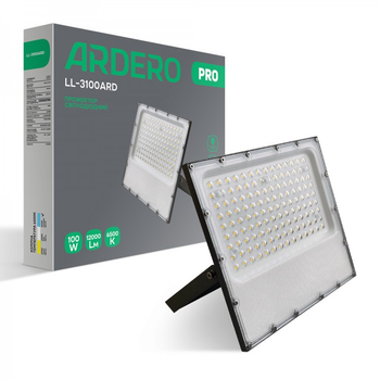 Светодиодный прожектор 100Вт Ardero LL-3100 ARD PRO 100W LED 12000Lm 6500K 100-277V 250х215х30мм IP65 серый