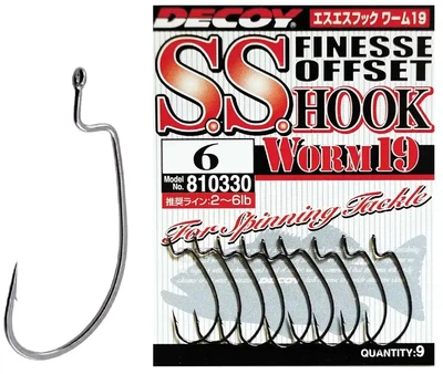 Крючок офсетный Decoy Worm19 S.S. Hook 01. 9 шт/уп