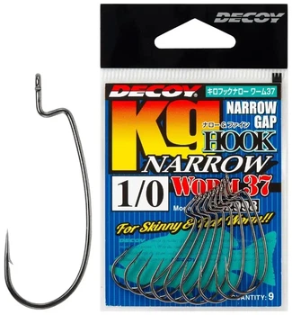 Крючок офсетный Decoy Worm37 Kg Hook Narrow 1/0. 9 шт/уп