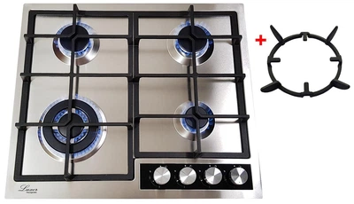 Газовая варочная поверхность Luxor PG 740 Stainless Steel WOG + круглая WOK подставка в подарок, нержавеющая сталь
