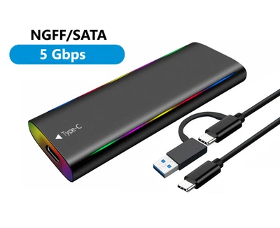 Внешний карман Deepfox M25S RGB для NGFF (Sata) M2 SSD USB 3.1 Type C чёрный