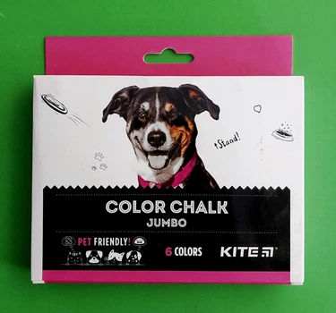 Крейда кольорова Dogs Jumbo, 6 кольорів. (K22-073). Kite