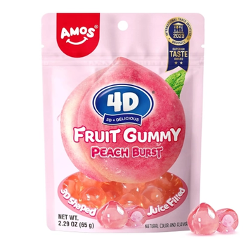 Желейные конфеты Amos 4D Peach Fruit Gummy Burst 65 г