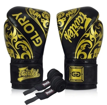 Боксерские перчатки Fairtex натуральная кожа 16 унций черные (658039)