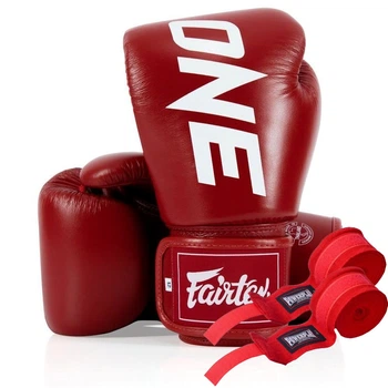 Боксерські рукавиці Fairtex BGV1-ONE (натуральна шкіра) Red 14 унцій (бинти в комплекті) (BGV1-ONE_14oz_Red)