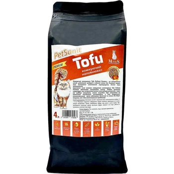 Наповнювач гігієнічний соєвий Modes PetSanit Tofu Premium з ароматом персика для котів 4 л