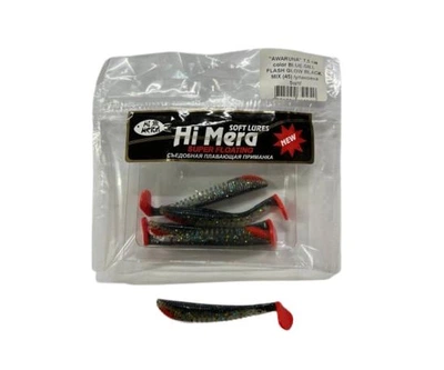 Набор силиконовых приманок Hi Mera "AWARUNA" 7,5 см color BLUE GILL FLASH GLOW BLACK MIX 45 5шт