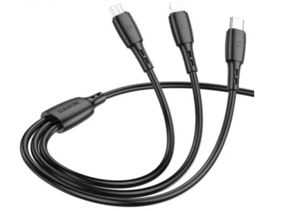 Кабель USB Borofone X71 3 в 1 Lightning + micro USB + Type-C