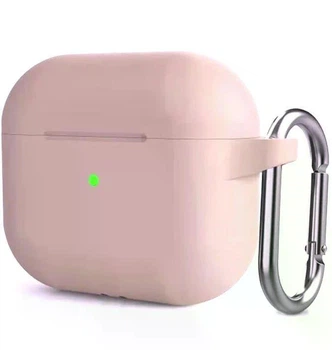 Силіконовий чохол Silicone Case для AirPods 4 pink sand з мікрофіброю ніжно рожевий бежевий нюд з карабіном