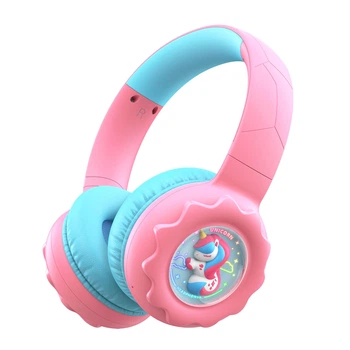Детские беспроводные наушники Onvex В30I с подсветкой (единорог) — Bluetooth 5.4, AUX, ограничение громкости к 85 дБ, аккумулятор 10 часов Розовые