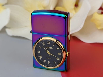 Зажигалка Lighter электроимпульсная с часами 61х17х37 мм хамелеон