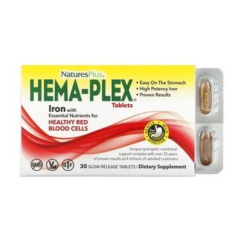 Hema-Plex - 30 tabs вітамінно-мінеральний комплекс із залізом для підтримки гемоглобіну, енергії та здоров’я крові