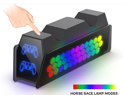 Зарядна станція Dualsense PS5 Dobe TP5-3571 з RGB підсвіткою. Зарядка для джойстика PS5. Док Станція DualSense Black