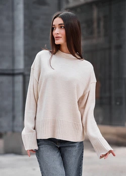 Светр Жіночий Стаф Світло-бежевий Оверсайз З Довгим Рукавом Staff Oli Light Beige Oversize M-L (357060)