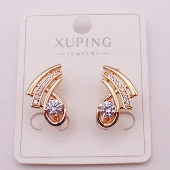 Сережки з фіанітами медсплав Xuping 18х10 мм 19186