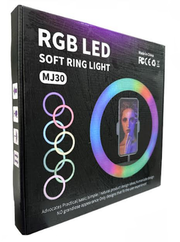 Кільцева LED лампа 30 см RGB з тримачем для телефону USB