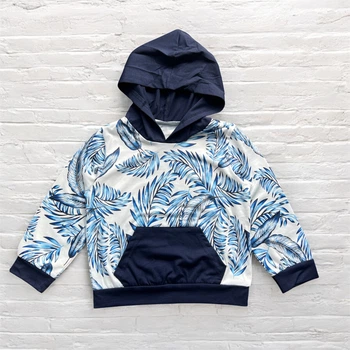 Легкий худи в принт для детей Shein Бело-синий (t085 white-blue (100 см)