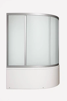 Стеклянная штора на ванную KO&PO 4038 (150) F 145х150 см ассиметричная левая матовое стекло (C10627)